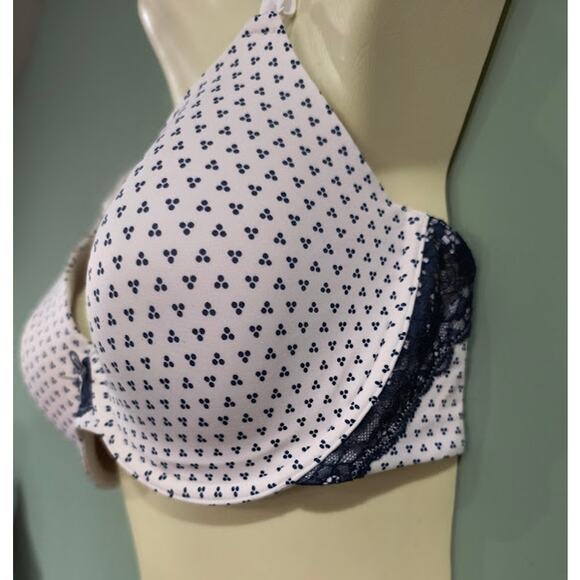 Maidenform White Bra with Navy Details, Padded and Underwires, Size 36DD NWOT - Picture 2 of 7